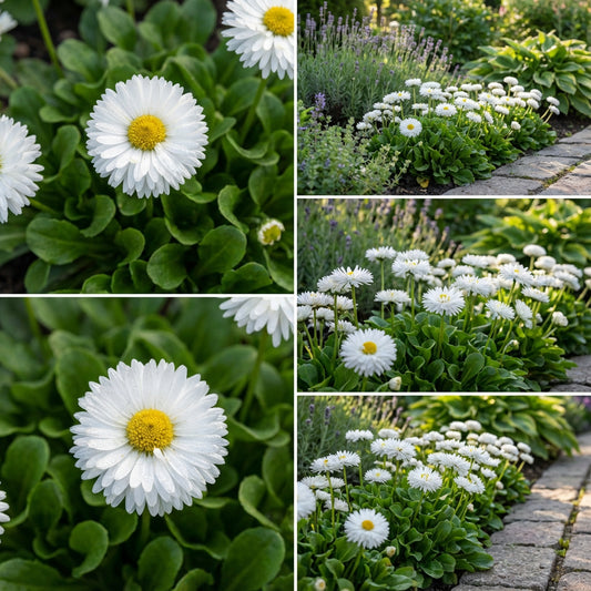 English Daisy White Bellis Perennis Super Enorma – Hardy Garden Flower Seeds