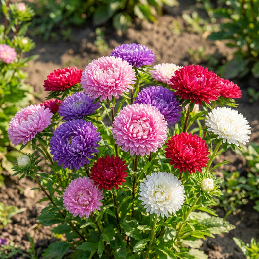 Aster Gremlin Mixed Colors Double Callistephus Chinensis – Compact Garden Flower Seeds