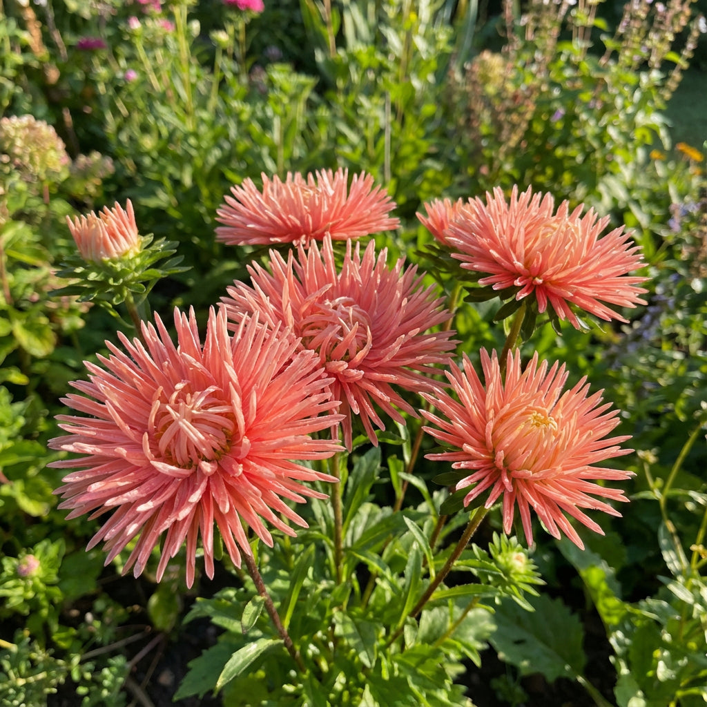 Aster Needle Unicum Salmon Pink Callistephus Chinensis – Vibrant Garden Flower Seeds