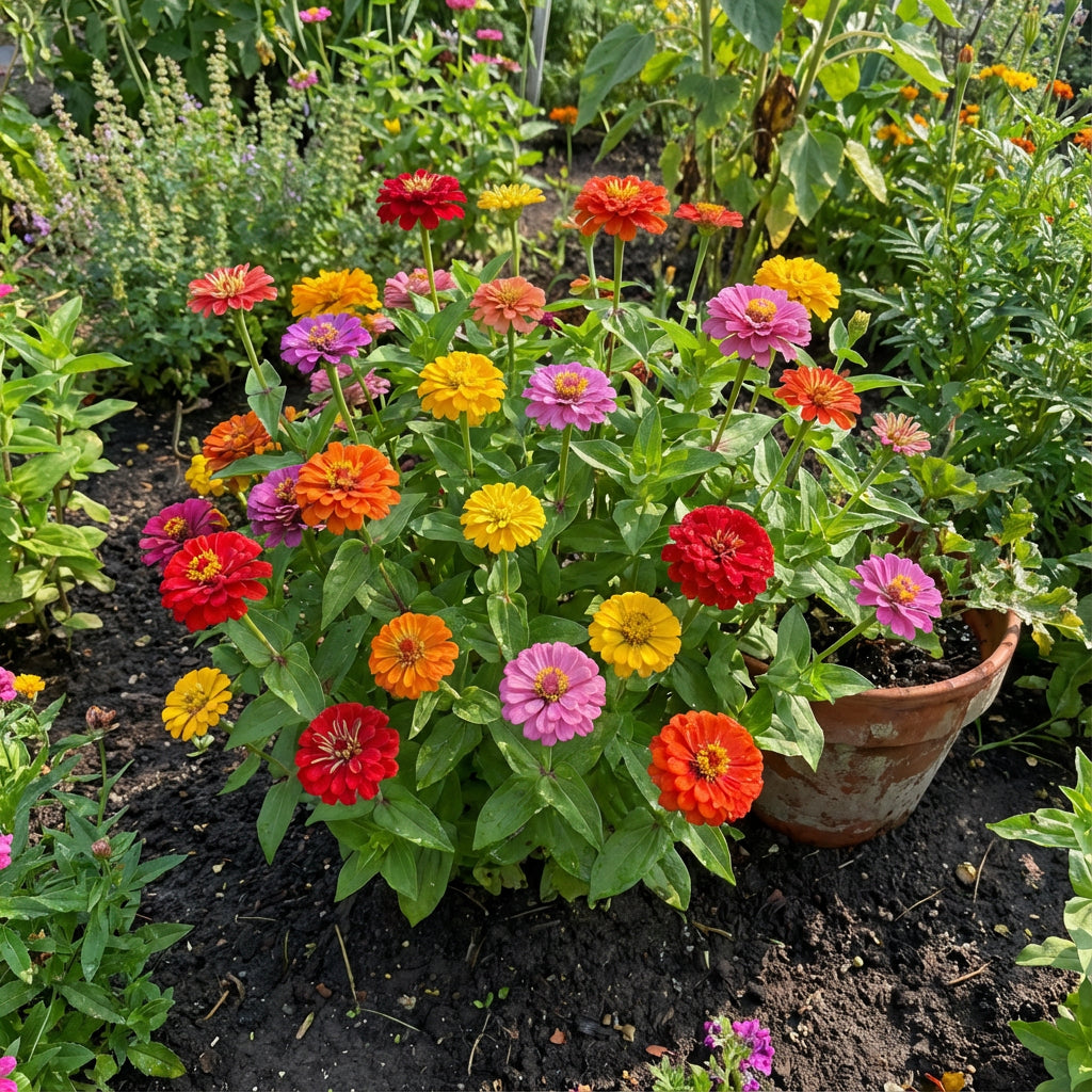 Zinnia Thumbelina Dwarf Mixed Colors Zinnia Elegans – Compact Flower Seeds