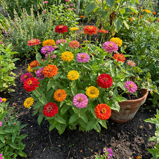 Zinnia Thumbelina Dwarf Mixed Colors Zinnia Elegans – Compact Flower Seeds