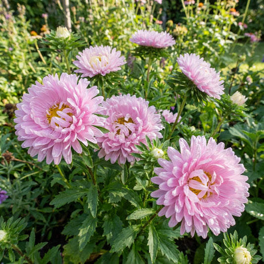 Aster Paeony Duchess Pink Callistephus Chinensis – Dwarf Garden Flower Seeds