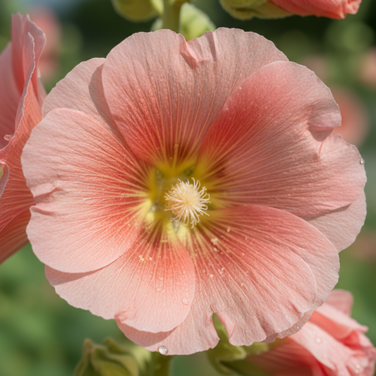 Salmon Color Hollyhock Flower