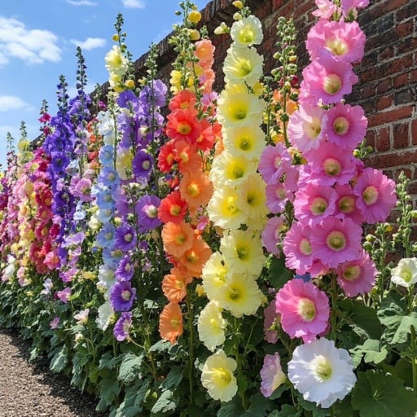 Hollyhock Danish Mix (Alcea rosea) Seeds for Planting – Heirloom, Non-GMO, Hardy, Easy to Grow, Annual/Perennial