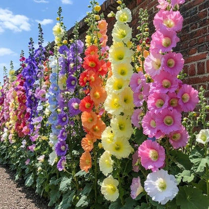 Hollyhock Danish Mix (Alcea rosea) Seeds for Planting – Heirloom, Non-GMO, Hardy, Easy to Grow, Annual/Perennial