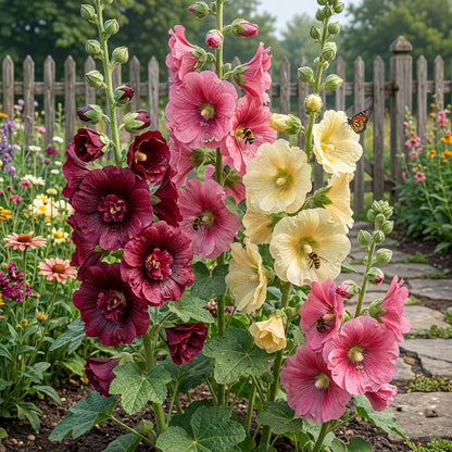 Hollyhock Alcea Rosea – Single Color Mix Pollinator Flower Seeds