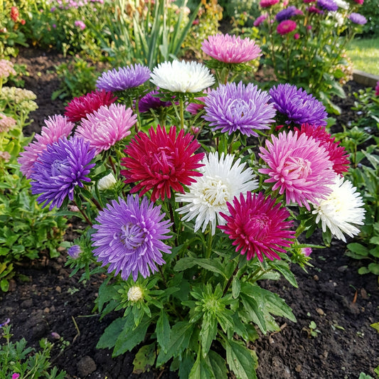 Aster Needle Unicum Mixed Colors Callistephus Chinensis – Hardy Garden Flower Seeds