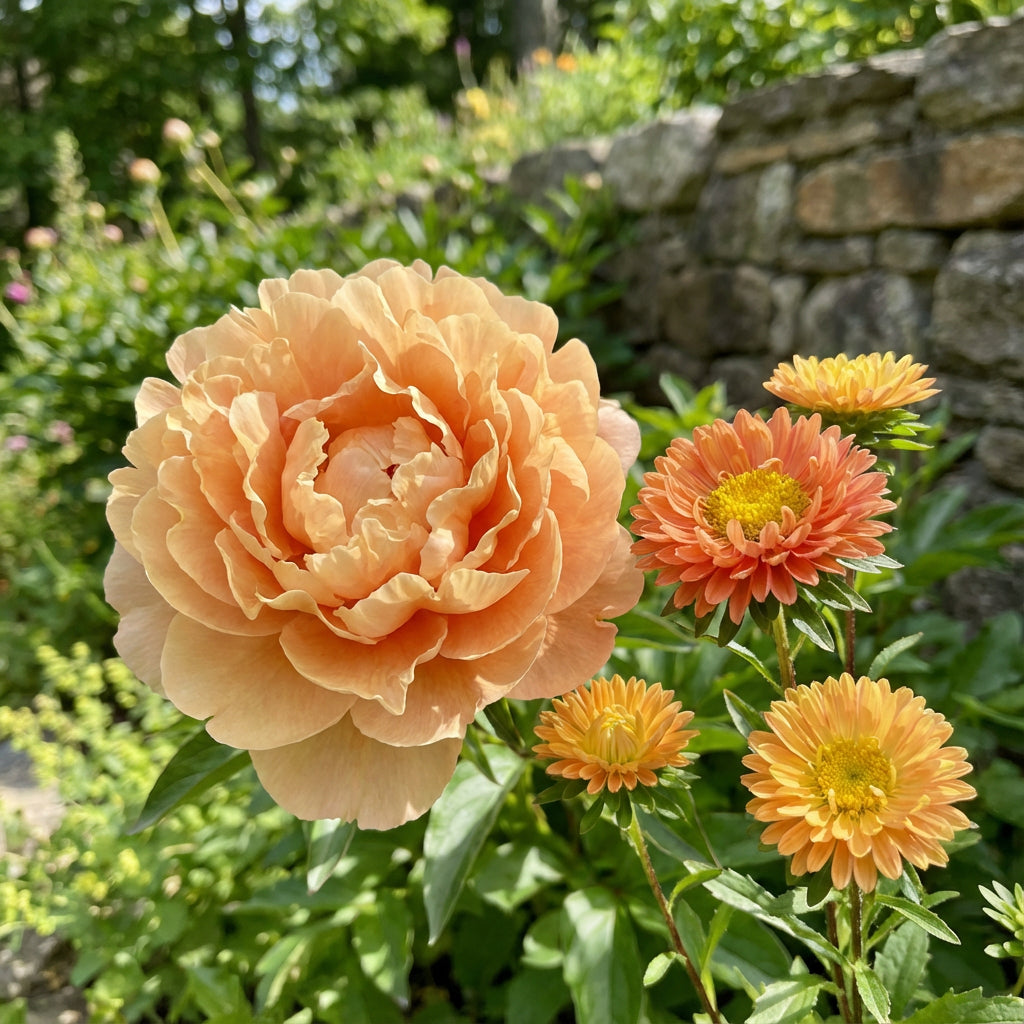 Aster Paeony Duchess Apricot Callistephus Chinensis – Dwarf Garden Flower Seeds