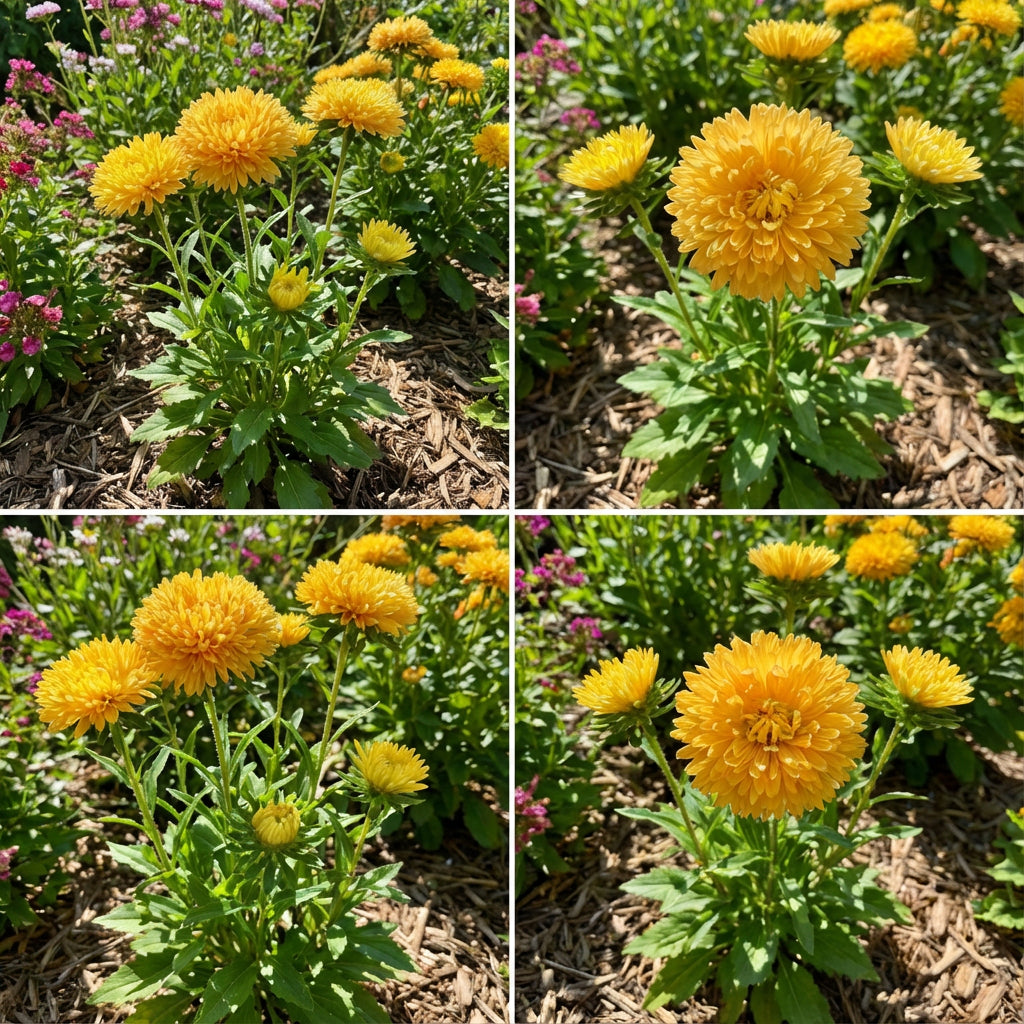 Aster Gremlin Yellow Double Callistephus Chinensis – Dwarf Garden Flower Seeds