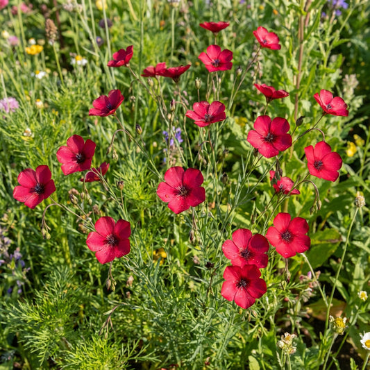 Flax Scarlet Red Annual Linum Grandiflorum Rubrum – Bright Garden Flower Seeds