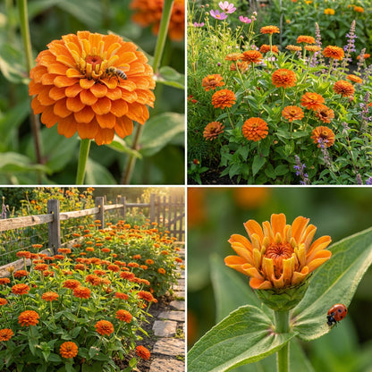 Zinnia Orange King Zinnia Elegans – Vibrant Garden Flower Seeds