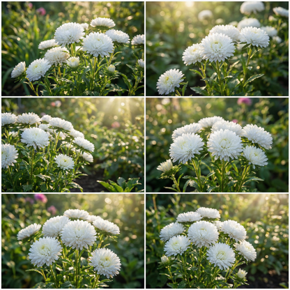 Aster Callistephus Chinensis – Pompon White Flower Seeds