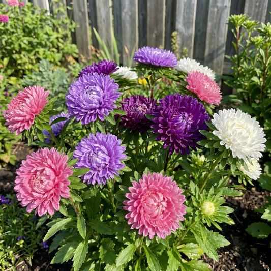 Aster Gremlin Mixed Colors Double Callistephus Chinensis – Compact Garden Flower Seeds