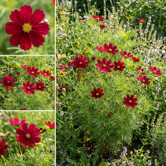 Cosmos Sonata Red Dwarf Cosmos Bipinnatus – Compact Garden Flower Seeds