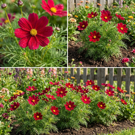 Cosmos Sonata Red Dwarf Cosmos Bipinnatus – Compact Garden Flower Seeds