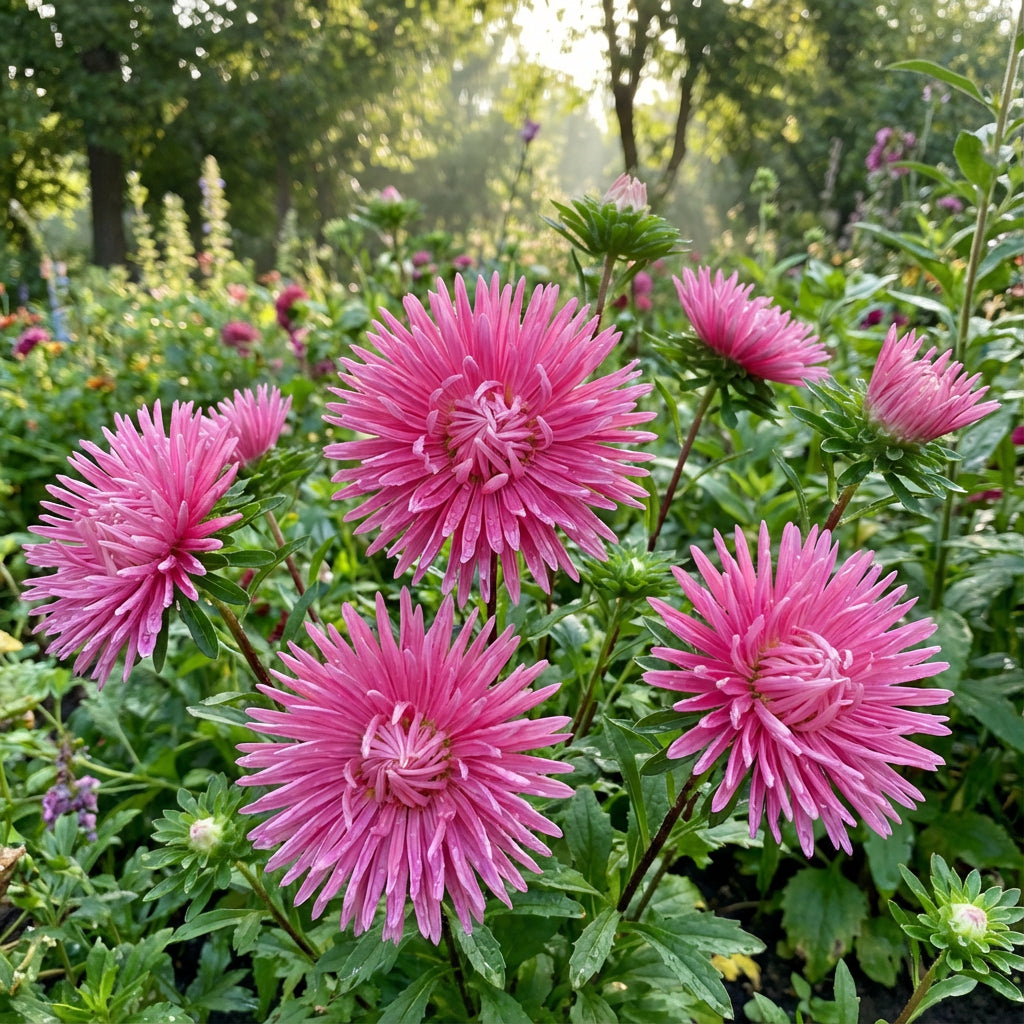 Aster Needle Unicum Rose Callistephus Chinensis – Dwarf Garden Flower Seeds