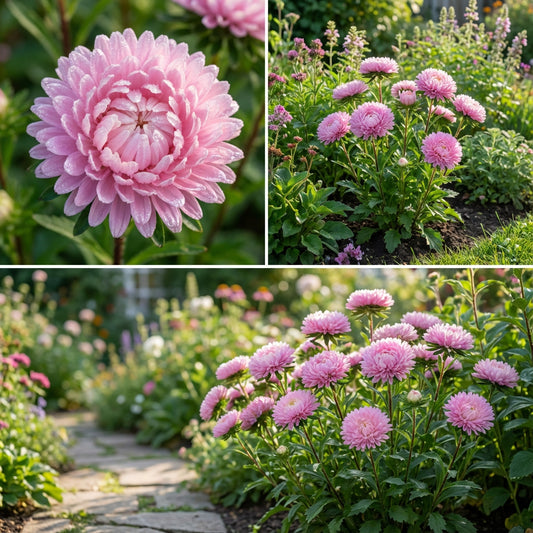 Aster Paeony Duchess Pink Callistephus Chinensis – Dwarf Garden Flower Seeds