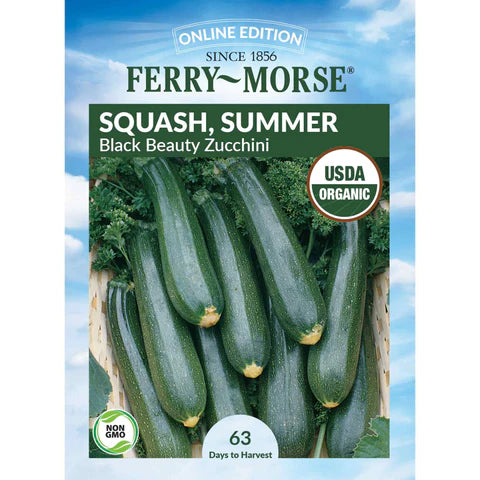 Squash, Black Beauty Zucchini Organic Seeds, 5.3g