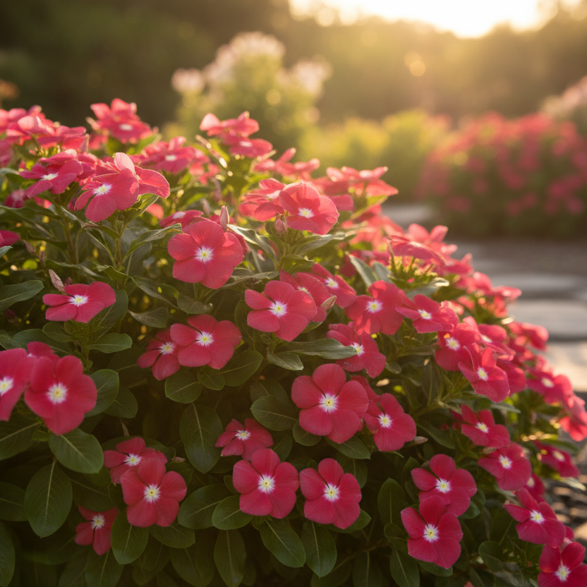 Strawberry Vinca Periwinkle Flower
